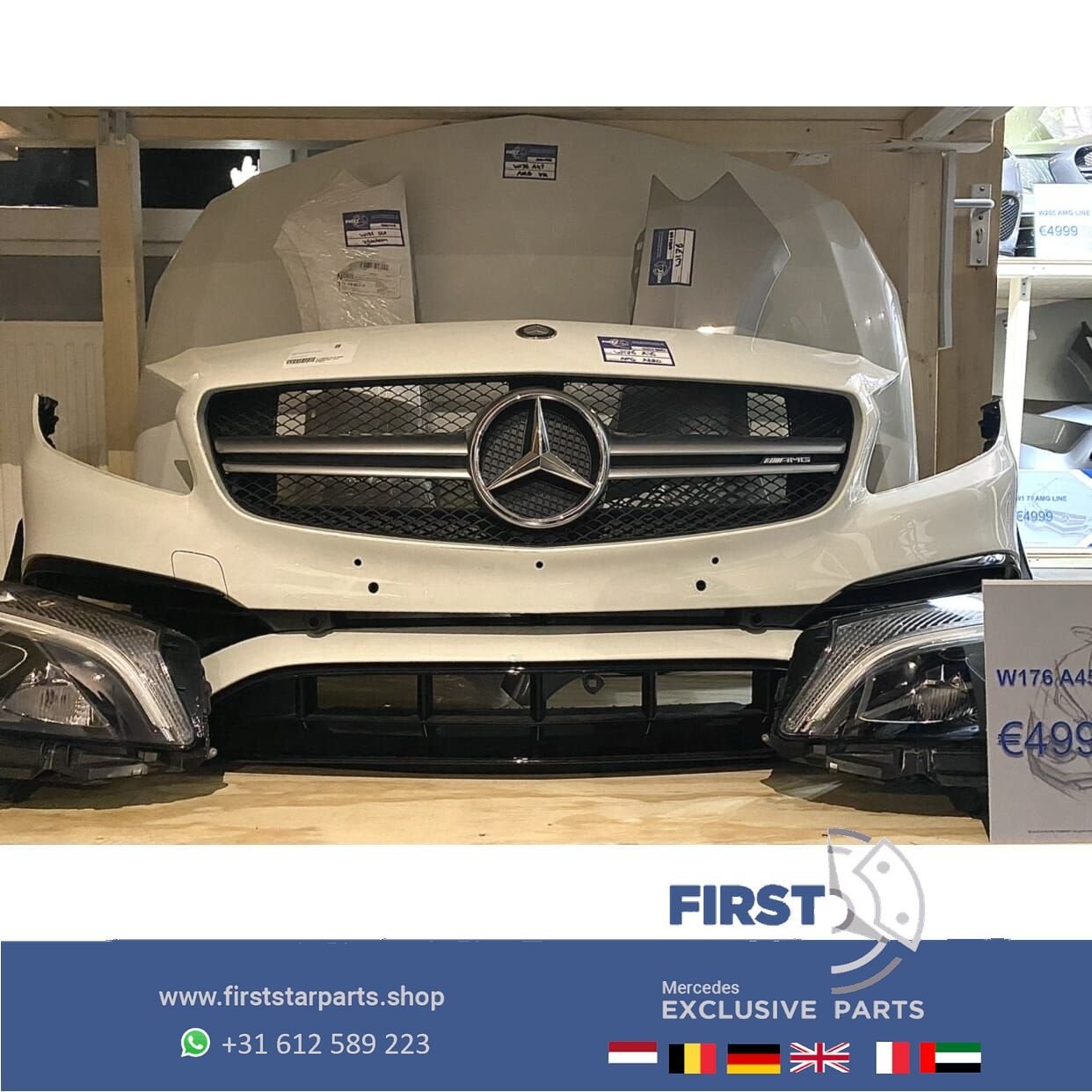 W176 A45 AMG FACELIFT VOORKOP WIT PERFORMANCE AERO Mercedes, Gebruikt, -, Voor, Ophalen of Verzenden