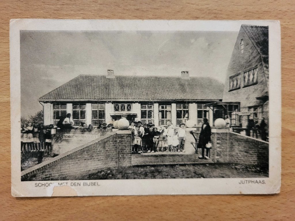 ansicht JUTPHAAS School met de bijbel, Verzamelen, Ophalen of Verzenden, Voor 1920, Utrecht