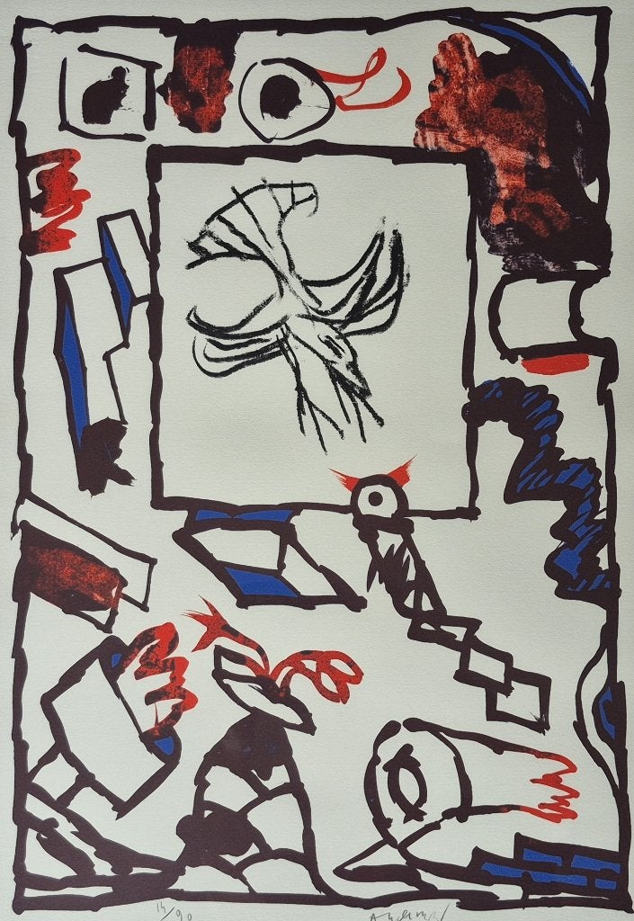 Pierre Alechinsky - litho 14/90, gesigneerd midden onder, Ophalen