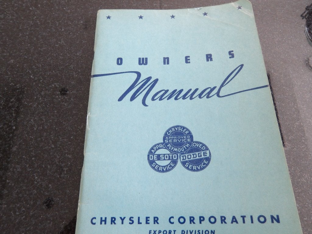 Orig. Chrysler Owners Manual Chrysler Plymouth De Soto Dodge, Verzenden