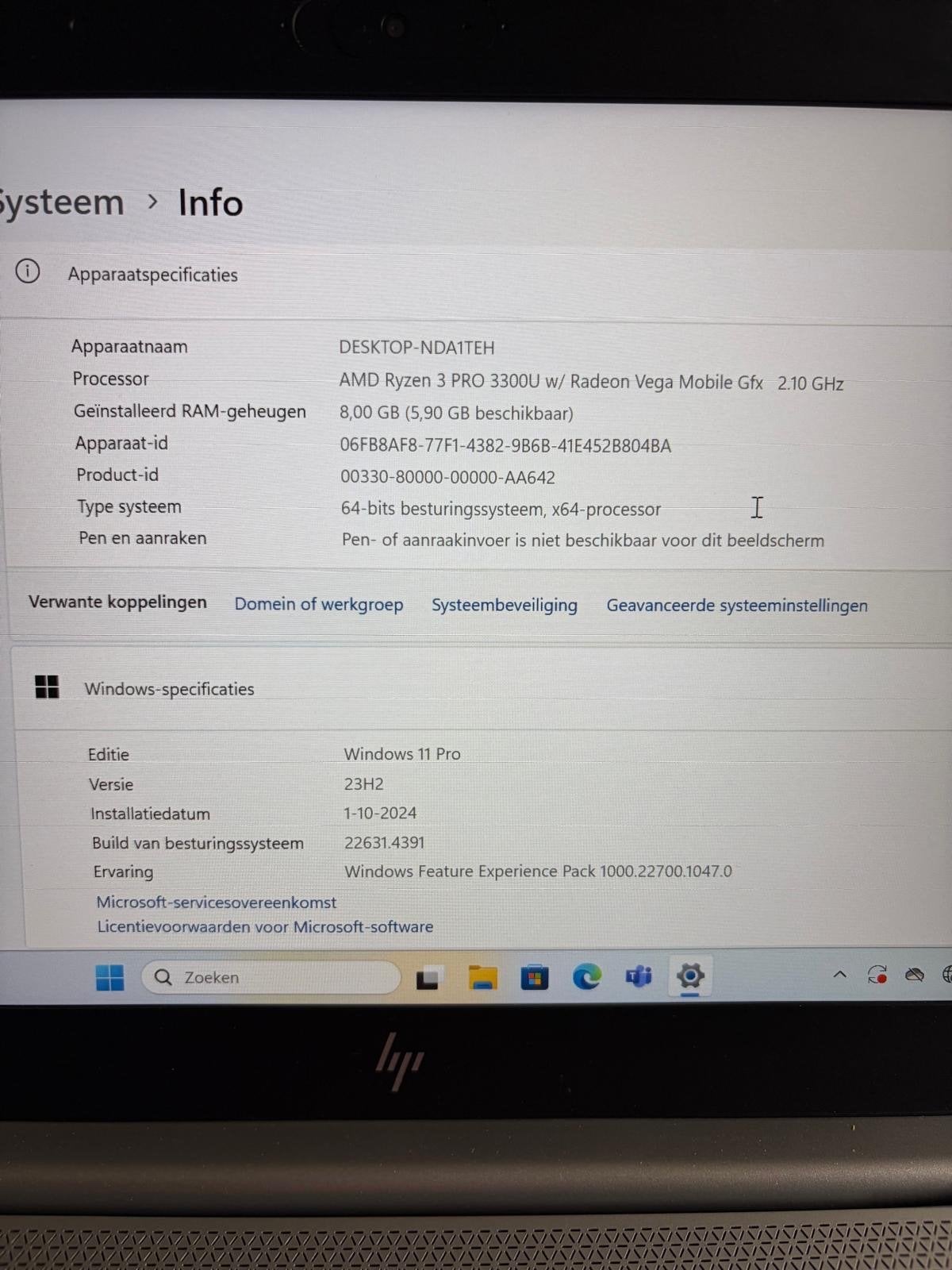 HP EliteBook met AMD Ryzen 3 Pro, 8GB RAM, Windows 11 Pro, Ophalen, Gebruikt, 2 tot 3 Ghz, Qwerty