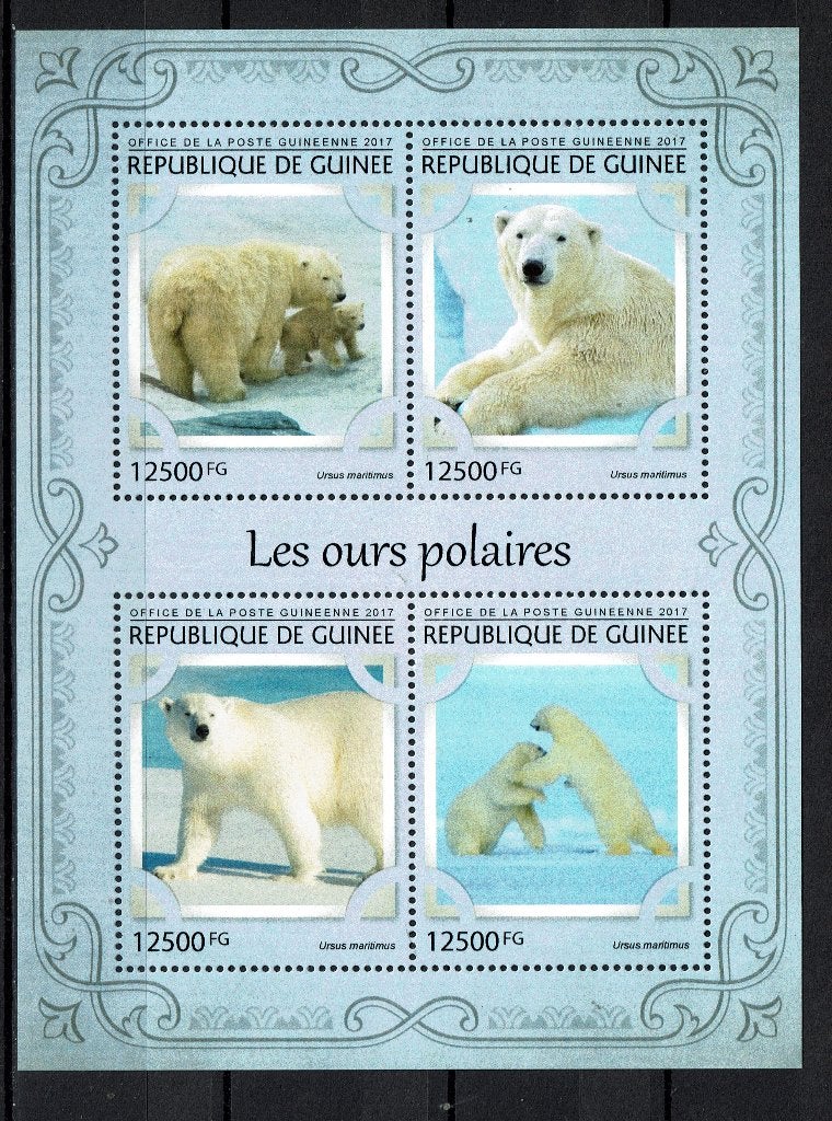 GUINEE 2017 PF BLOK IJSBEREN POLAR BEARS WILDLIFE ZOOGDIEREN, Ophalen of Verzenden, Postfris, Dier of Natuur