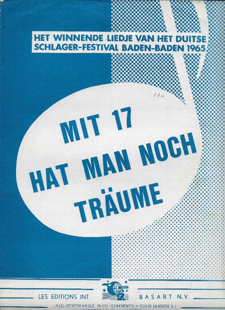 Mu74 bladmuziek mit 17 hat man noch traume 1965, Ophalen of Verzenden, Gebruikt, Artiest of Componist, Populair