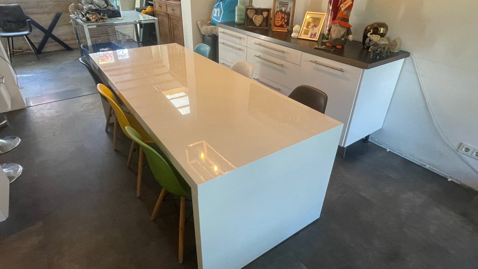 Moderne witte eettafel teab, Huis en Inrichting, Ophalen, Gebruikt, 200 cm of meer, 50 tot 100 cm