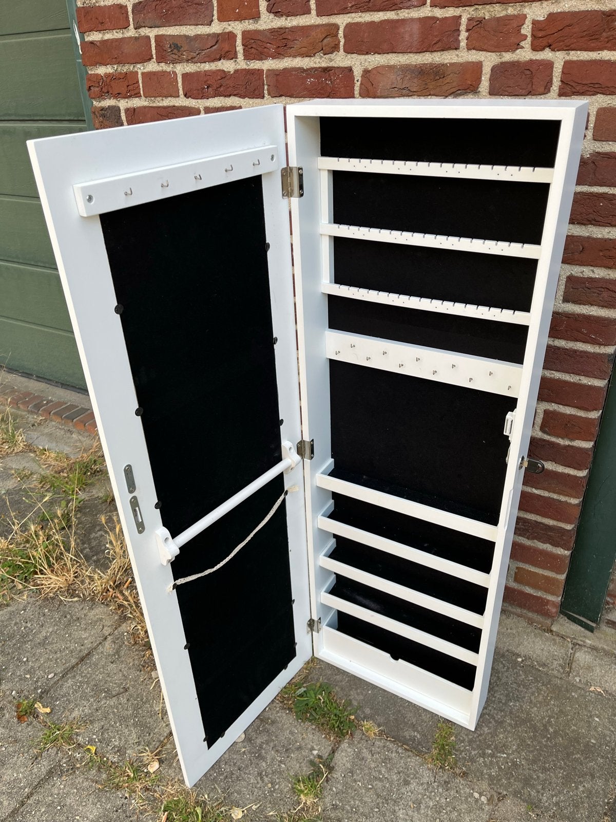 Witte sieradenkast met spiegel - 110x36x9,5 cm, Ophalen, Minder dan 50 cm, Gebruikt, 100 tot 150 cm