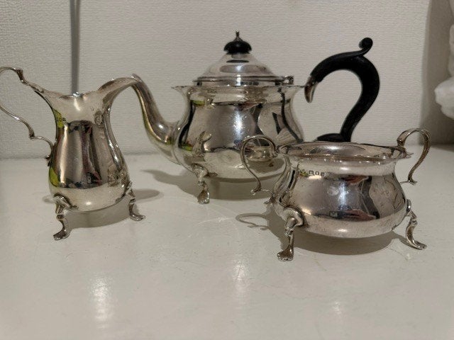 Antiek zilver 925 theeservies - 3-delig, Antiek en Kunst, Ophalen of Verzenden