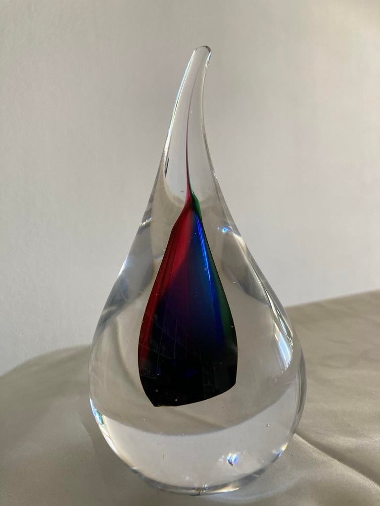 Regenboog Druppel Glasobject - 13cm Meerkleurige Kern, Ophalen of Verzenden