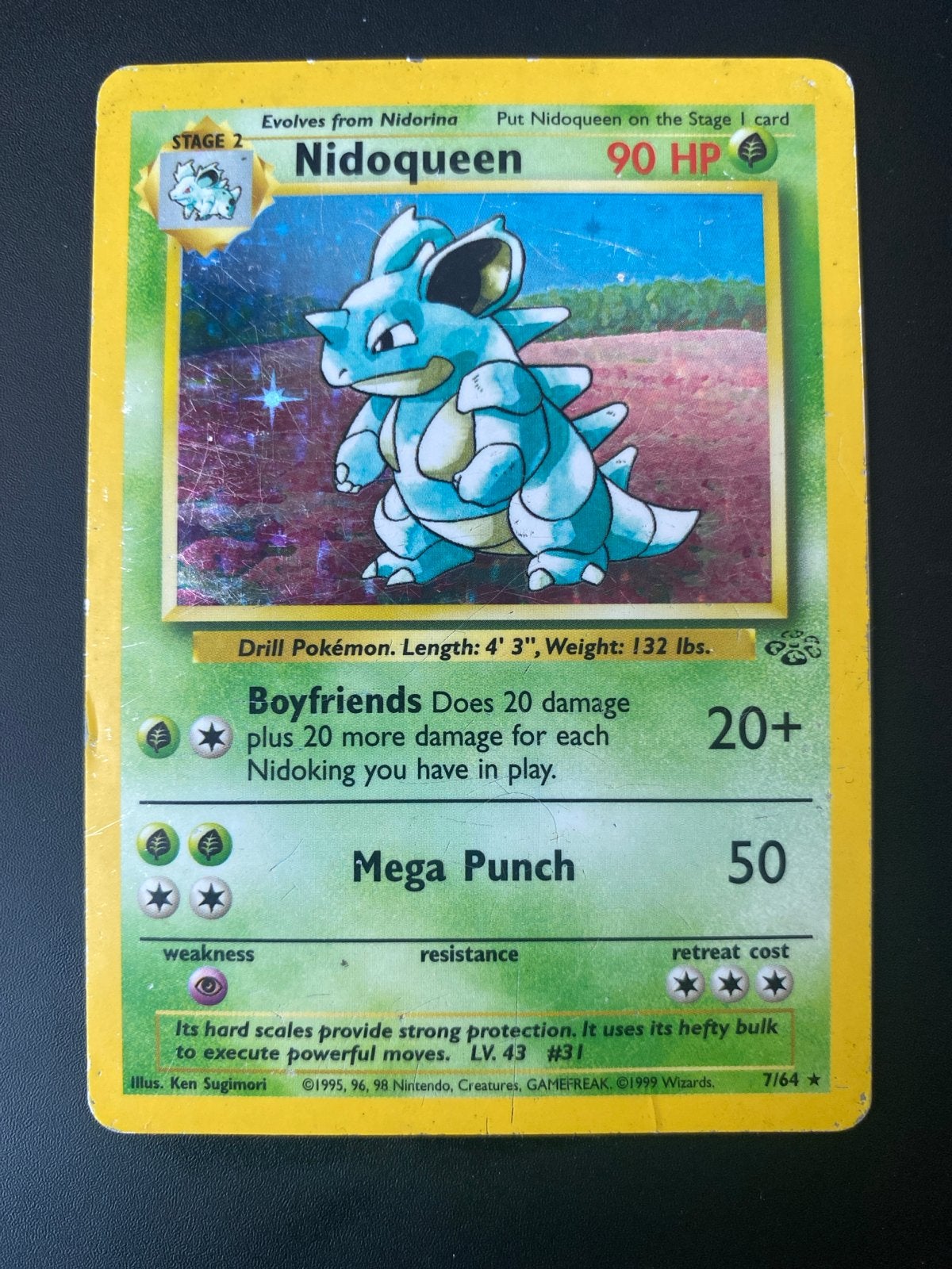 Nidoqueen Pokémon kaart (Base Set, 1999), Ophalen of Verzenden, Gebruikt, Losse kaart