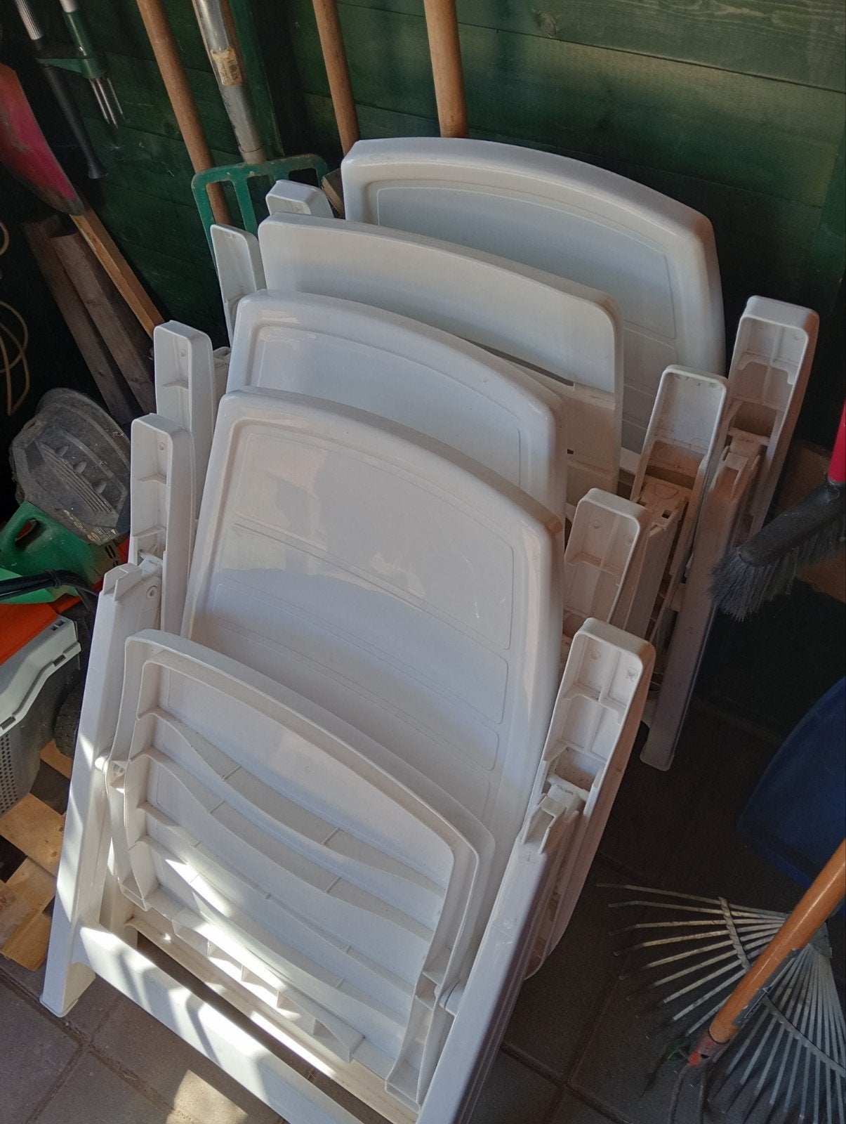 4 tuinstoelen, Ophalen, Zo goed als nieuw, Kunststof, Inklapbaar