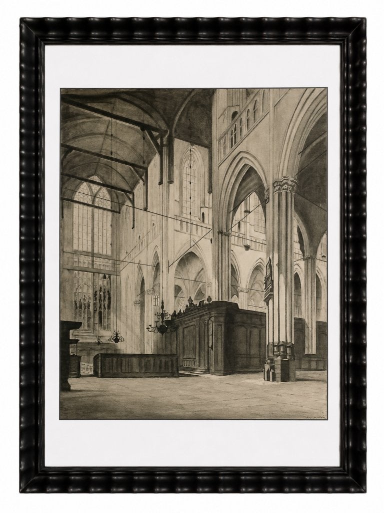 Gesigneerde tekening Oude Kerk Amsterdam  P.G. Swijter, Antiek en Kunst, Kunst | Schilderijen | Klassiek, Ophalen, Bijzondere lijst