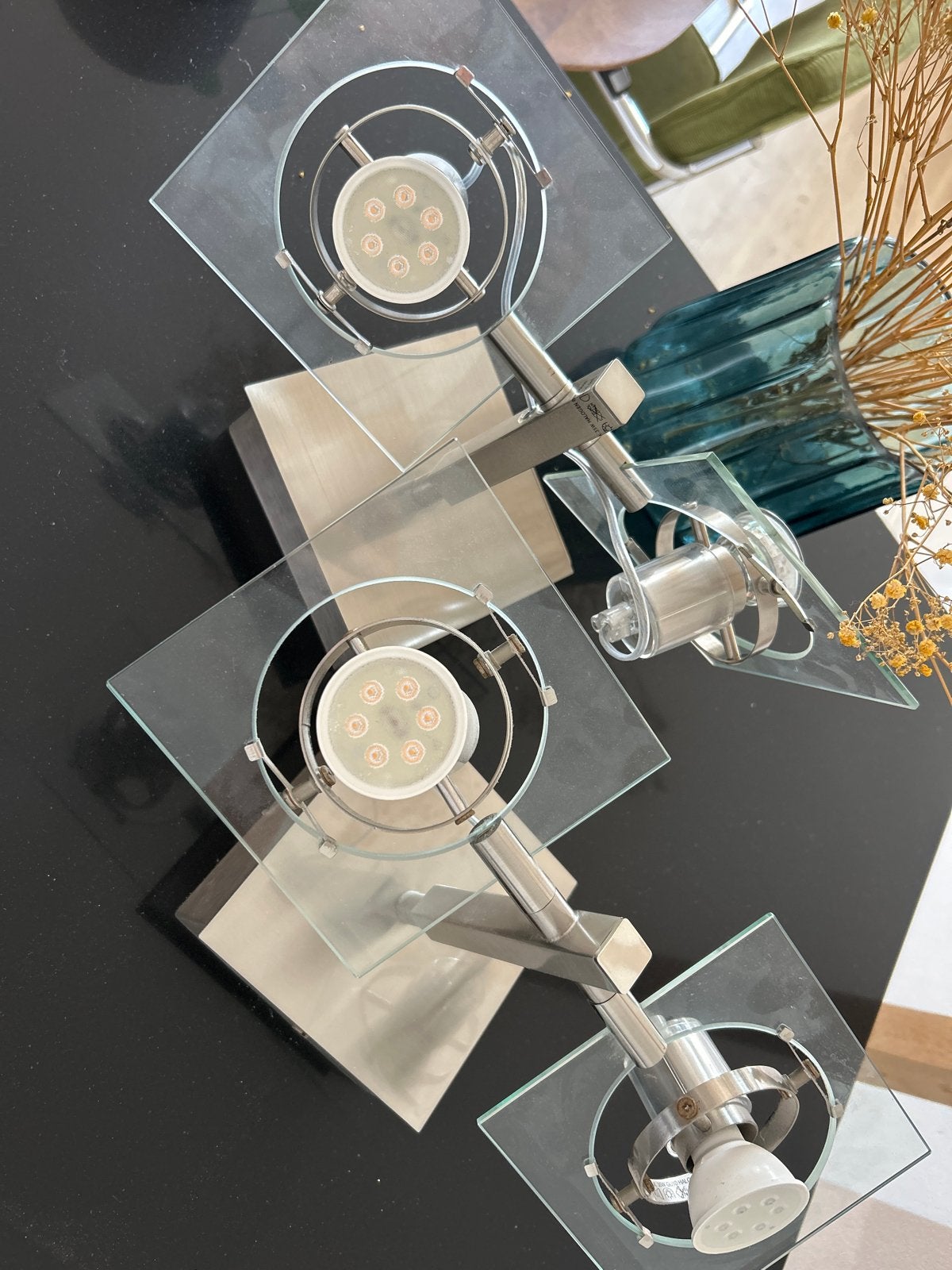 Eén IKEA Fuga wandlampen, staal en glas, Gebruikt, GU10, IKEA, Zilver