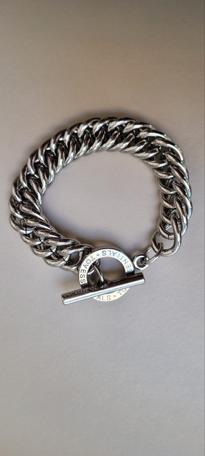 Grove armband van TOV essentials, Sieraden, Tassen en Uiterlijk, Armbanden, Ophalen of Verzenden, Zo goed als nieuw, Zilver, Staal
