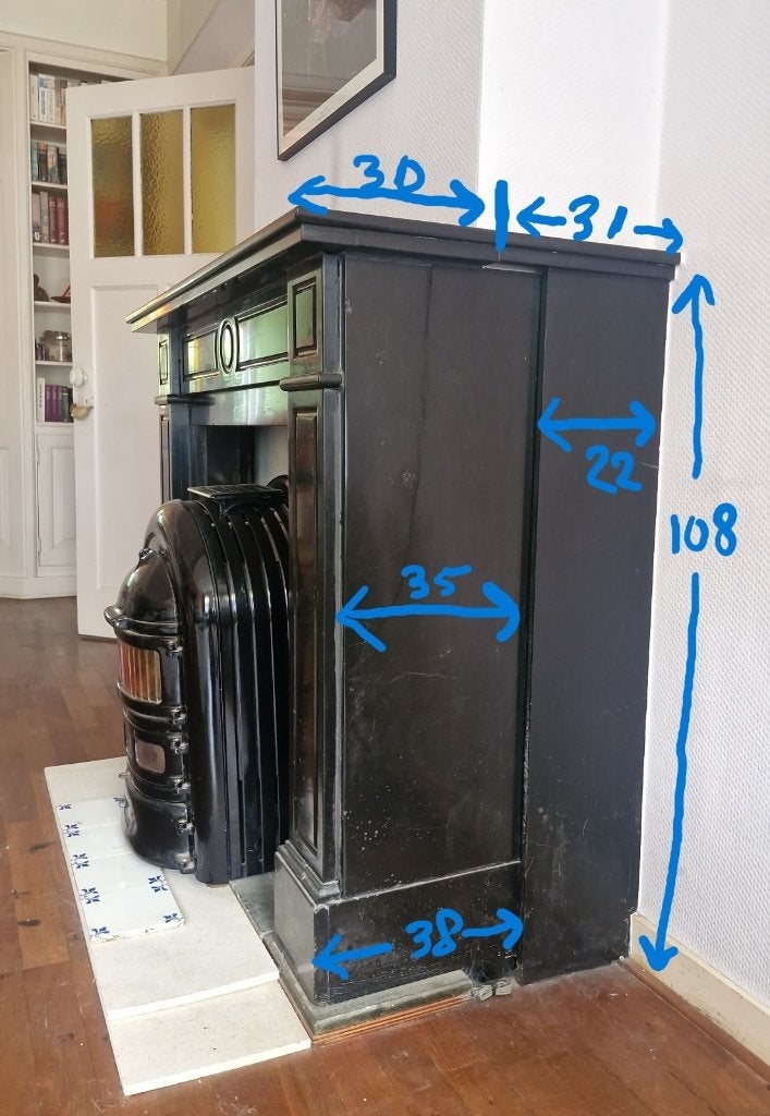Foto 5 van ART-DECO zwart marmeren/stenen omloop schouw openhaard