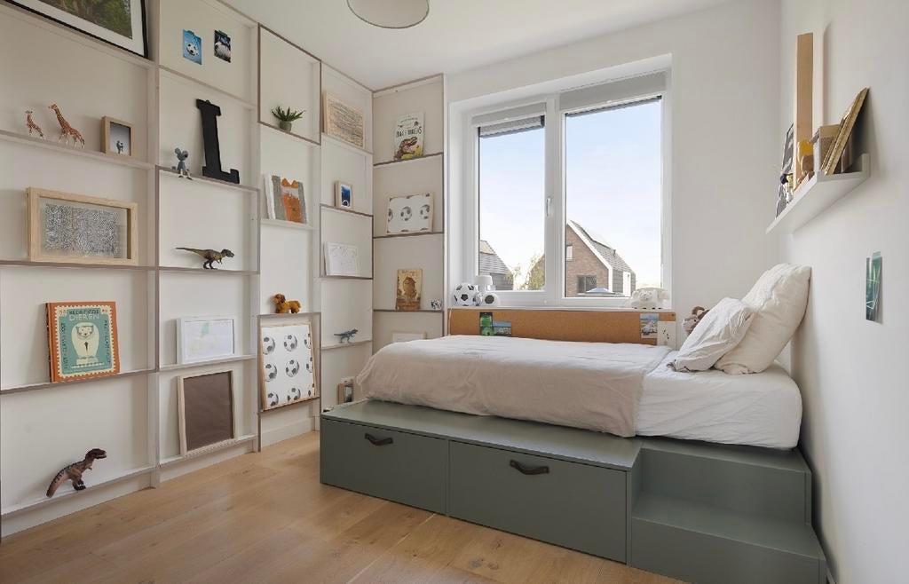 Stagebed Woood vtwonen met ladekast, Huis en Inrichting, Ophalen, Gebruikt, 90 cm, Eenpersoons