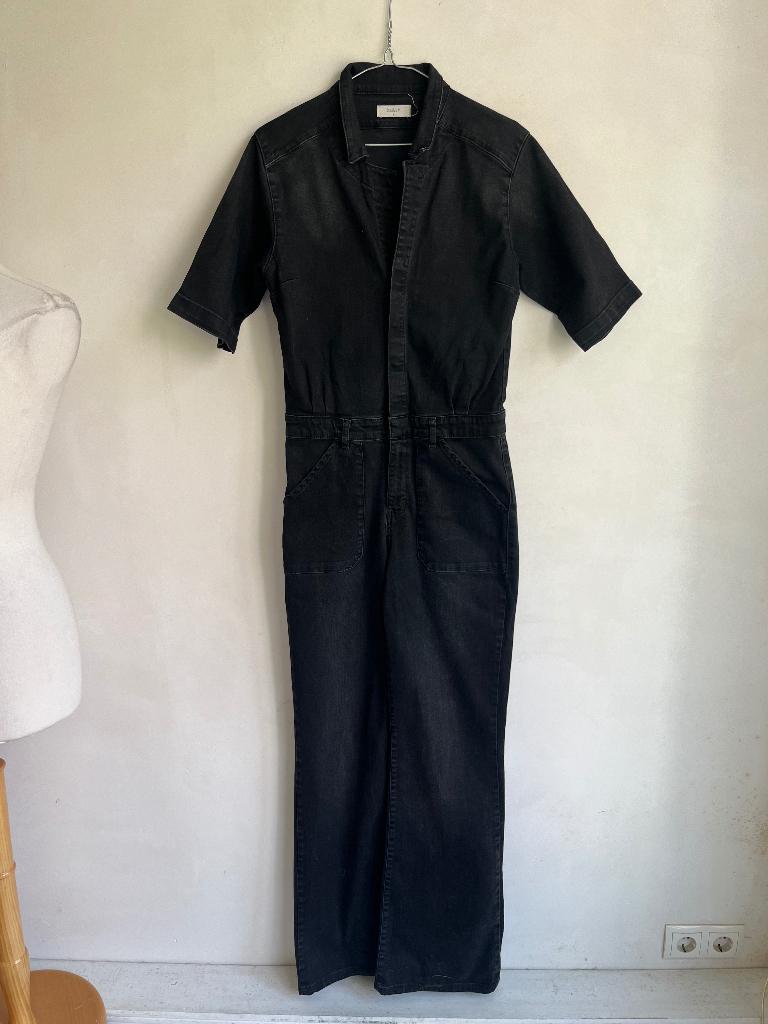 ba&sh jumpsuit jeans zwart grijs maat 1, Kleding | Dames, Jumpsuits, Verzenden, Zwart, Zo goed als nieuw, Ba&sh