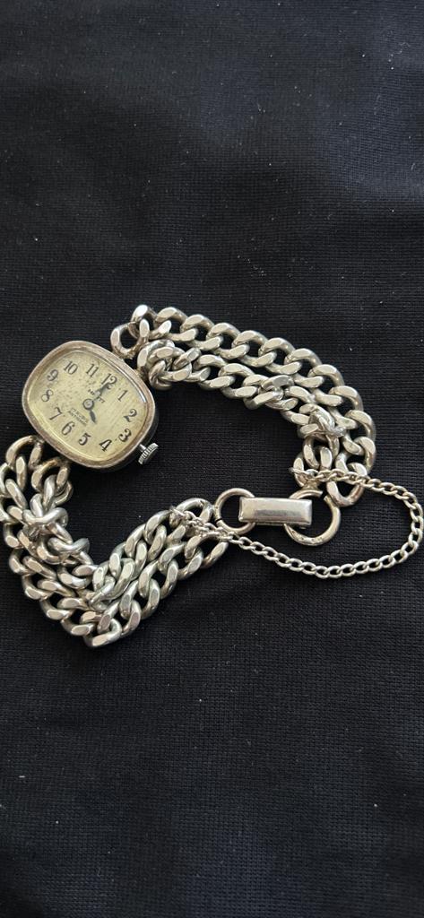 Vintage zilveren marti horloge, Overige merken, Met bandje, Verzenden, Polshorloge