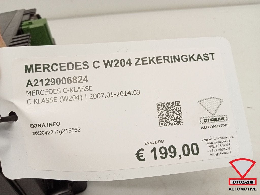 Mercedes C Klasse W204 Zekeringkast A2129006824, Gebruikt, Mercedes-Benz AG, Mercedes-Benz, Ophalen of Verzenden