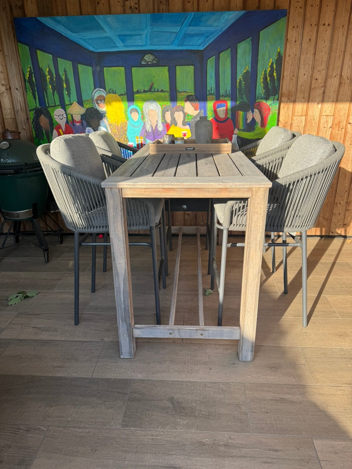 Suns Nappa Design Barkrukken 4, met Rough-X bartafel, Tuin en Terras, Tuinsets en Loungesets, Ophalen, 4 zitplaatsen, Eettafel