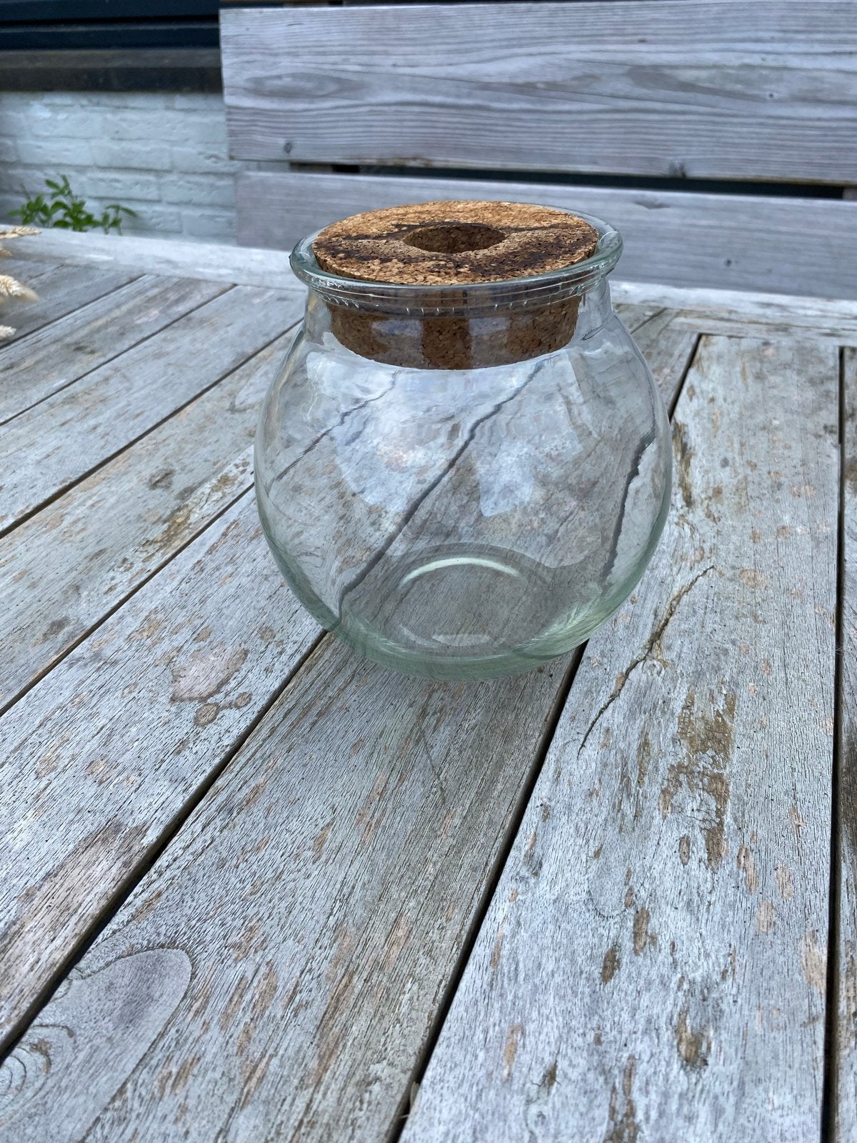 Glazen pot met kurken deksel, Ophalen, Gebruikt, Glas, Modern