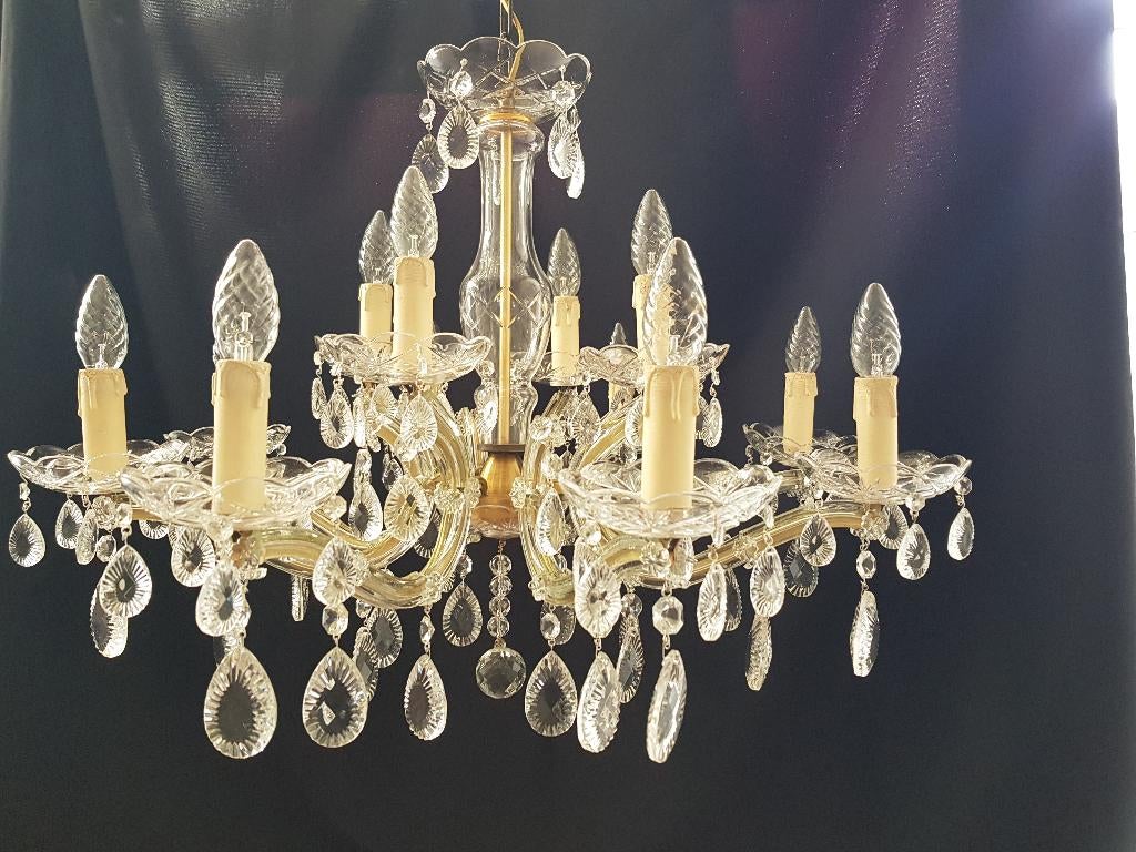 12 lamps  Maria Theresia kroonluchter, Ophalen, Gebruikt, Glas