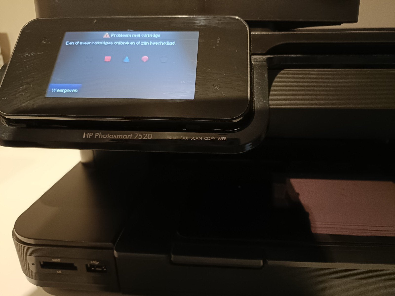 HP Photosmart 7520 All-in-One Printer - Cartridgeprobleem, Ophalen, Inkjetprinter, All-in-one, Draadloos