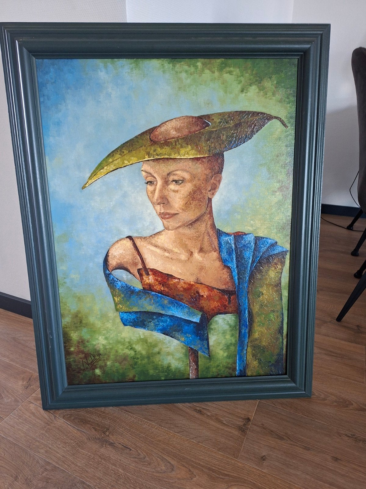 Schilderij titel  'Vrouwenblad', Antiek en Kunst, Kunst | Schilderijen | Abstract, Ophalen of Verzenden