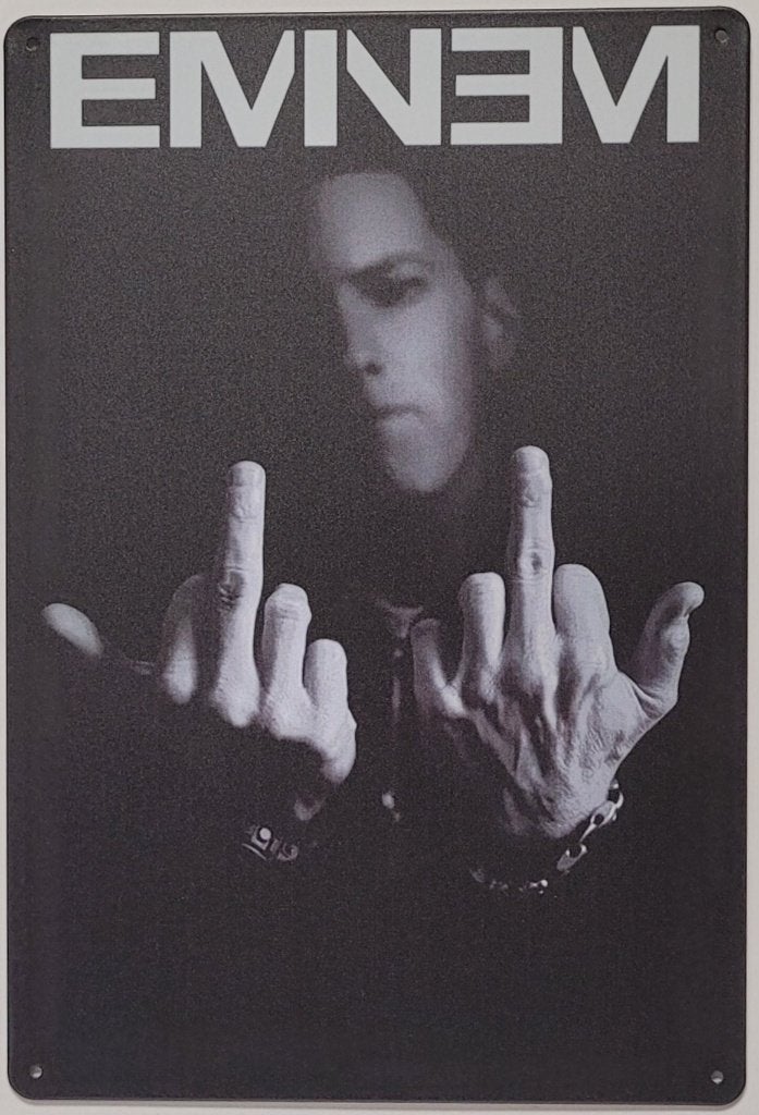 Eminem middelvinger reclamebord van metaal wandbord deco, Verzamelen, Info@deconoord.nl, Deco Noord, Nieuw, Ophalen of Verzenden
