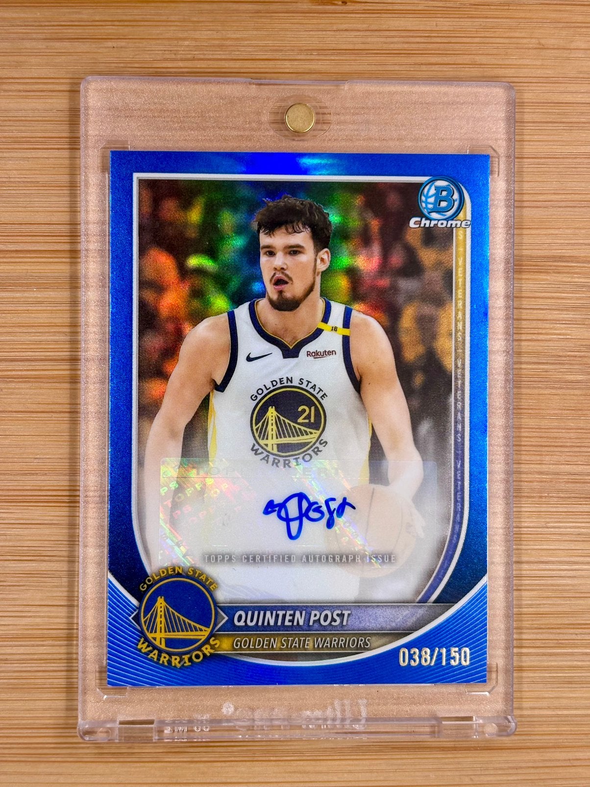Quinten Post 2025-26 Bowman Chrome Autographs Blue auto /150, Hobby en Vrije tijd, Stickers en Plaatjes, Ophalen of Verzenden