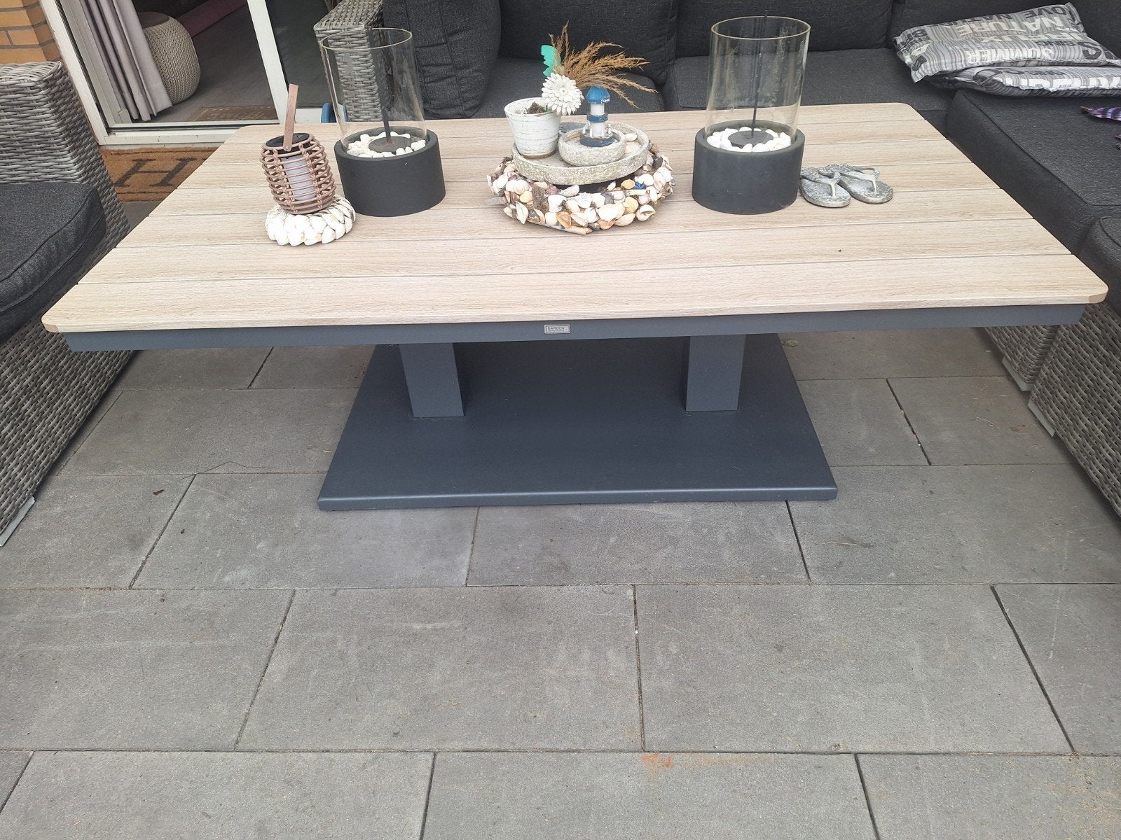Gave tuintafel pomp verstelbaar in hoogte, Ophalen of Verzenden, Zo goed als nieuw, Rechthoekig, Aluminium
