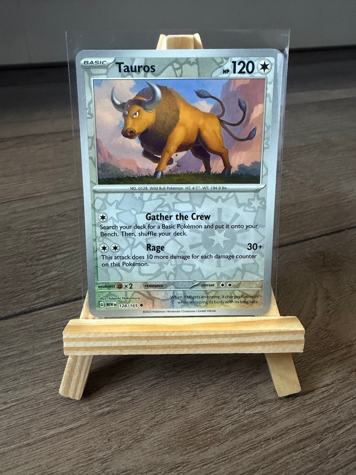 Tauros Reverse Holo 128/165 Scarlet & Violet 151, Ophalen of Verzenden, Zo goed als nieuw, Losse kaart, Foil