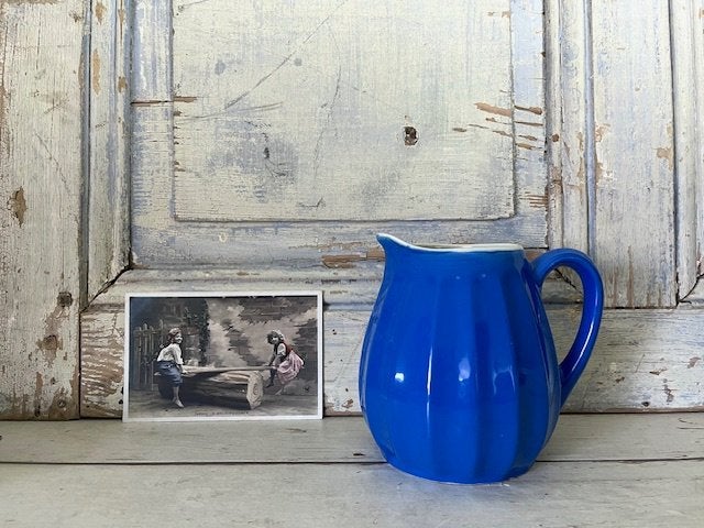 Art deco blauwe aardewerk waterkan wijnkan. Uniek exemplaar!, Ophalen of Verzenden