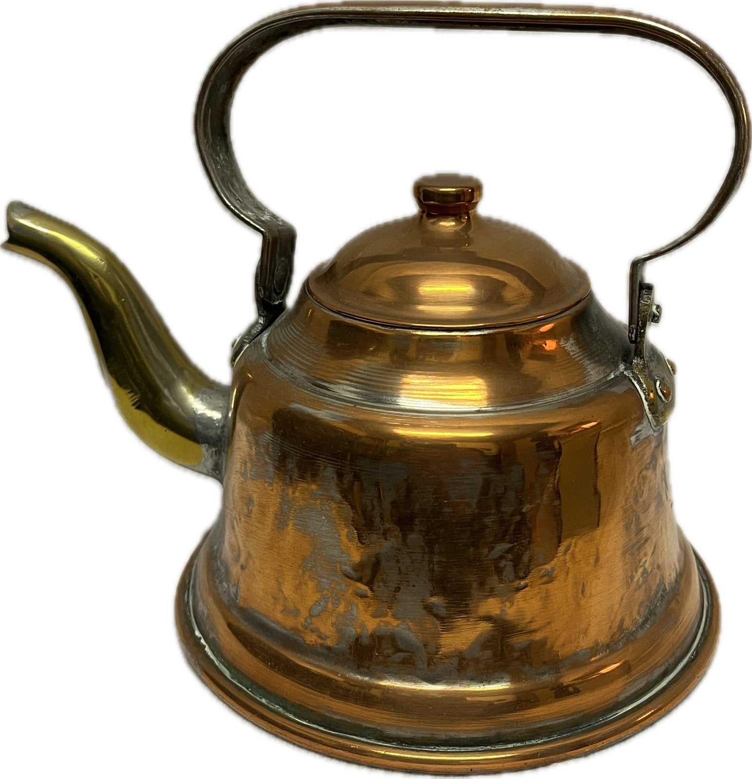 Antieke koperen theeketel met bronzen accenten, Ophalen of Verzenden, Koper