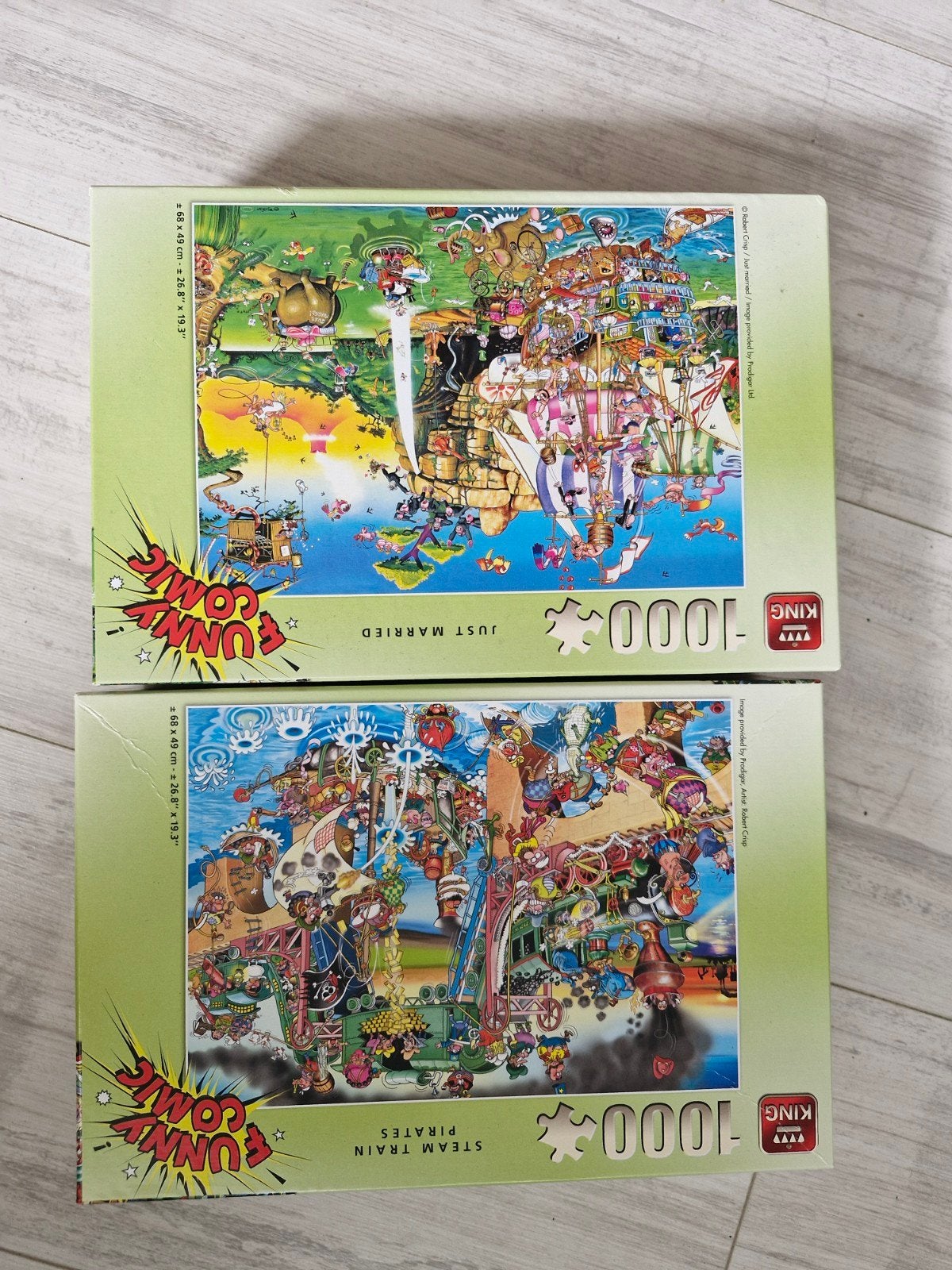 King Funny  - Just Married & Steam Train Pirates, Hobby en Vrije tijd, Denksport en Puzzels, Ophalen, 500 t/m 1500 stukjes, Zo goed als nieuw