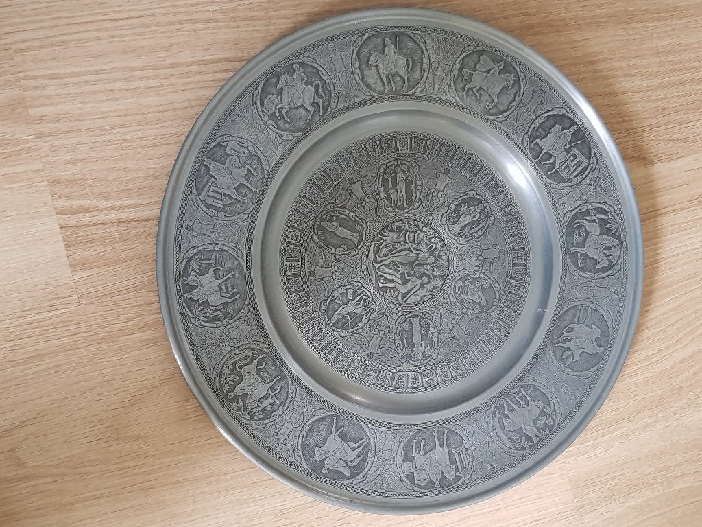 Antiek metalen bord voor aan de muur doorsnede 40cm, Ophalen