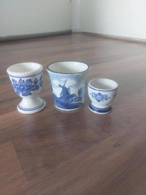 3xDelfts Blauw decoratie Jaren 60, H 7, 7 en 4,5cm, Antiek en Kunst, Ophalen of Verzenden