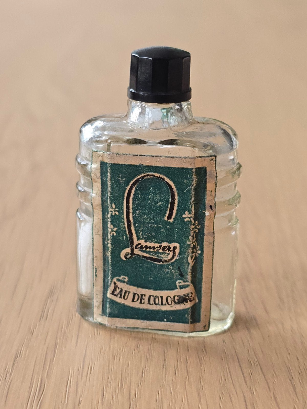 Zeldzaam antiek EAU DE COLOGNE flesje met gebrandschilderd, Ophalen of Verzenden