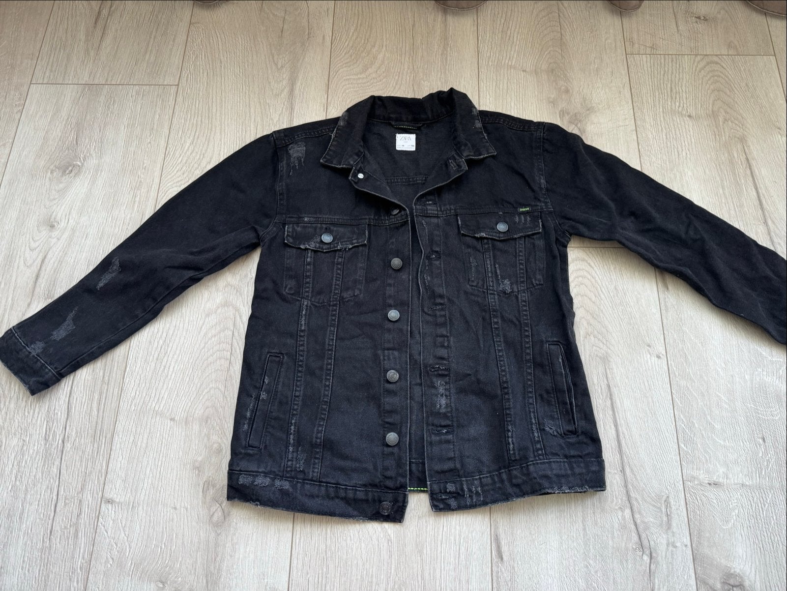 Zara Kids Zwarte Denim Jas - Maat 140, Ophalen of Verzenden, Zo goed als nieuw, Jongen of Meisje