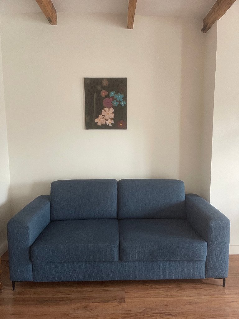 Gratis Blauwe bank, Ophalen, Kunststof, Gebruikt, 150 tot 200 cm