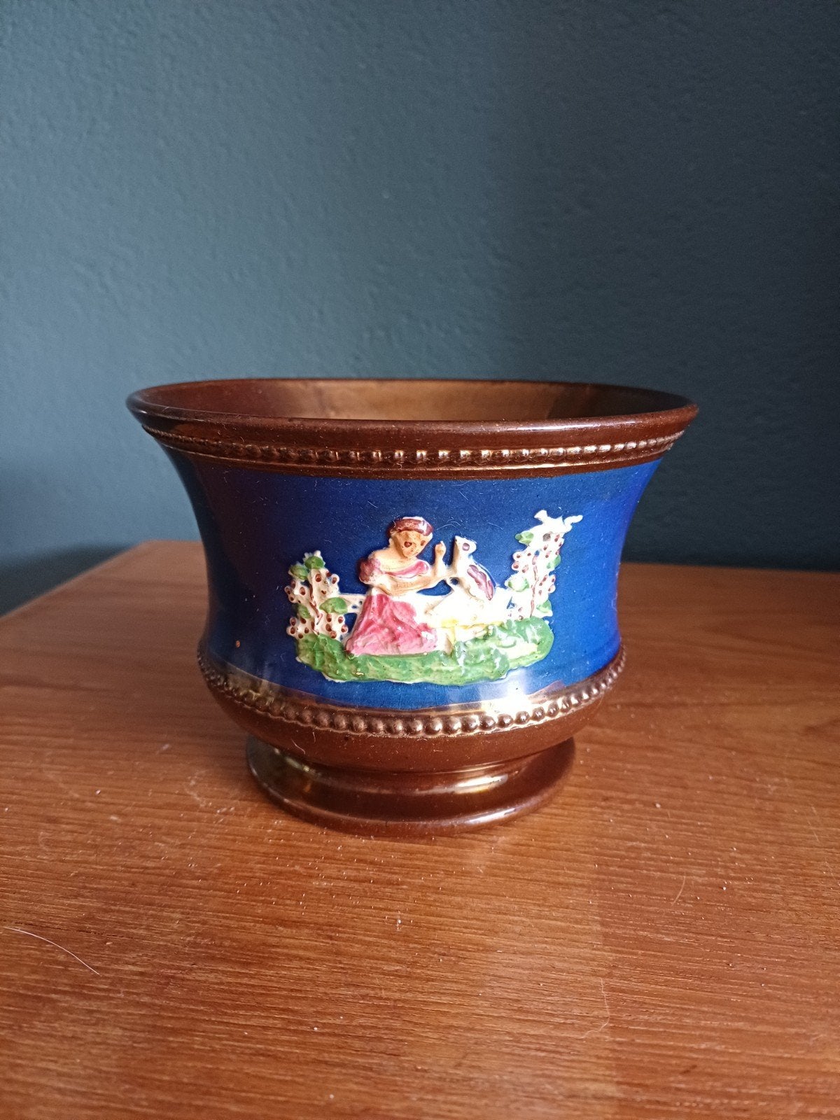 Engelse Koperluster Bloempot – Staffordshire (ca.1910), Verzenden
