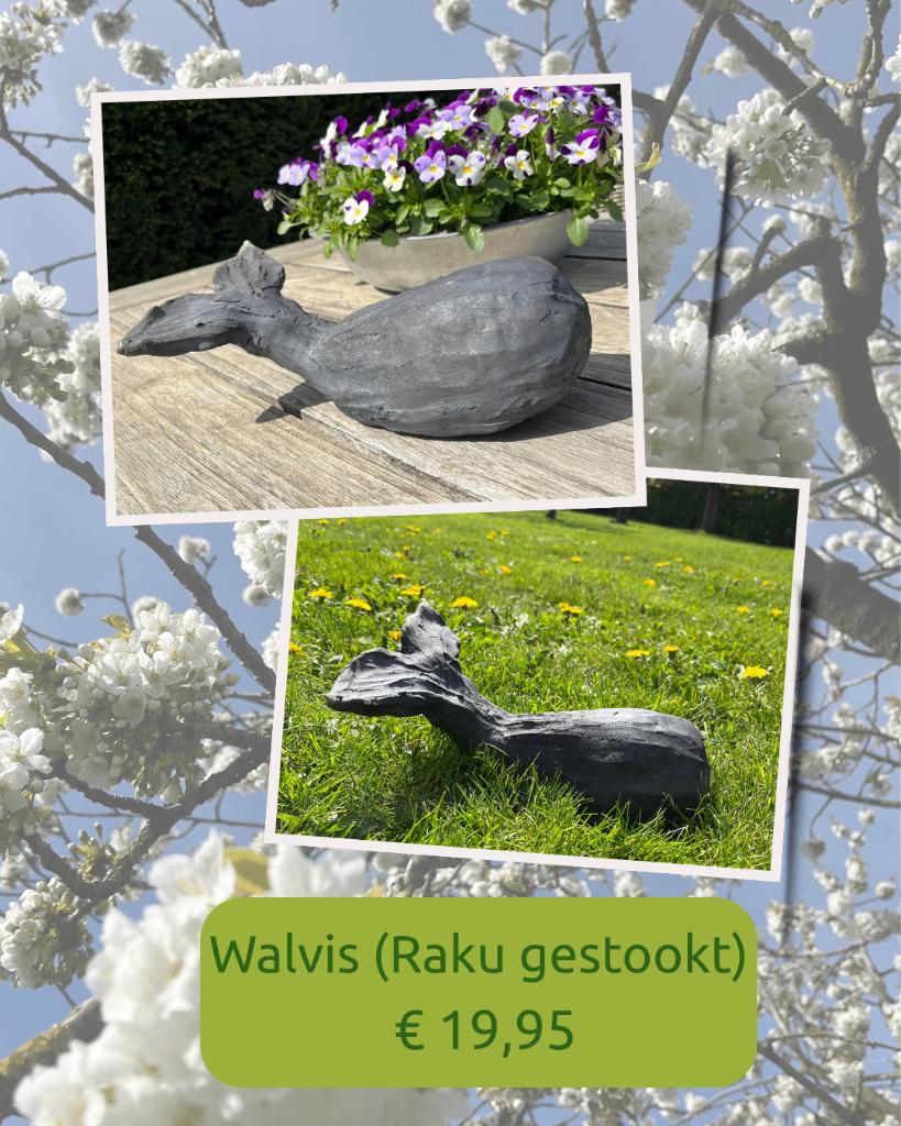 Walvis keramiek (raku gestookt), Antiek en Kunst, Ophalen