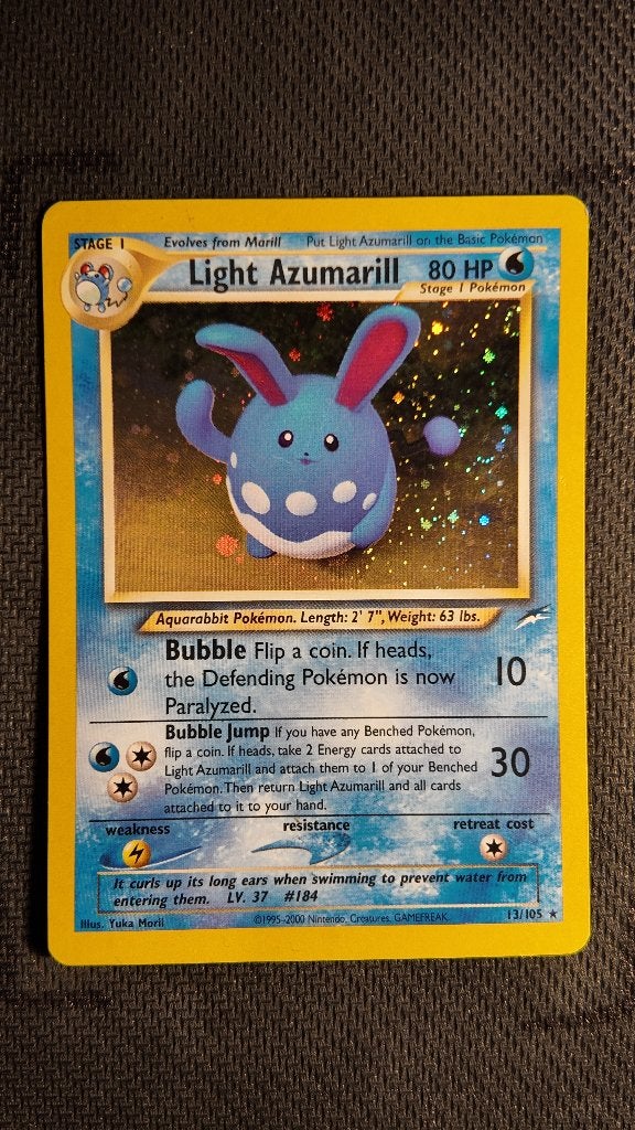 Light Azumarill 13 Neo Destiny | Pokemon kaart, Ophalen, Zo goed als nieuw, Losse kaart, Foil