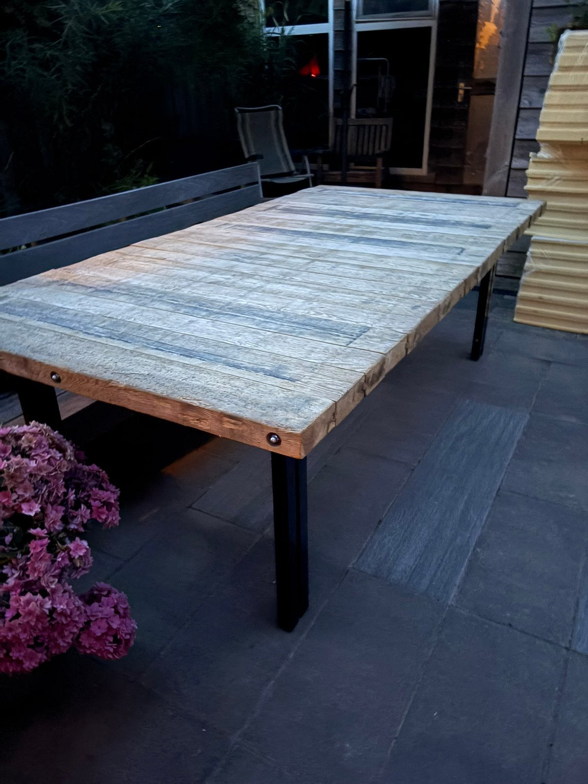 Houten eettafel, Ophalen of Verzenden, Zo goed als nieuw, Rechthoekig