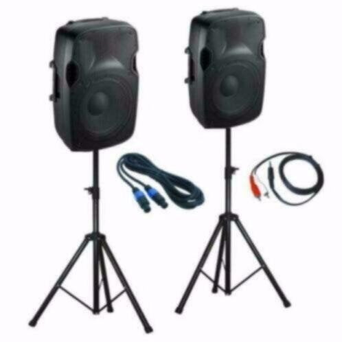 Actieve 12 inch Speakers Incl Statieven en kabels 1000 Watt, Overige merken, ., Overige typen, Nieuw