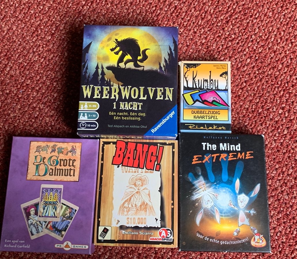 Spellen pakket kaartspel oa Weerwolven The Mind en meer, Ophalen of Verzenden, Zo goed als nieuw