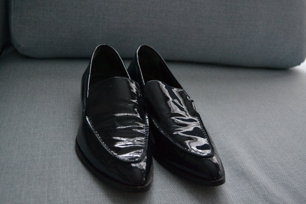 Leren lak loafers met puntneus maat 40, Kleding | Dames, Blauw, Navy boot, Instappers, Ophalen of Verzenden