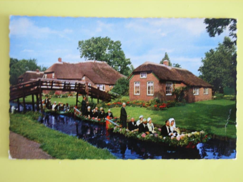 Ansicht giethoorn trouwen per punter, Ophalen of Verzenden, 1960 tot 1980, Gelopen, Overijssel