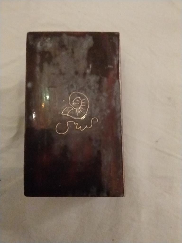 Emaille doosje met vissen decoratie, Antiek en Kunst, Ophalen of Verzenden