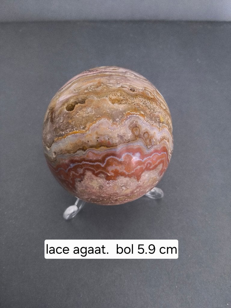 Lace agaat bol, Verzamelen, Mineralen en Fossielen, Ophalen of Verzenden, Mineraal
