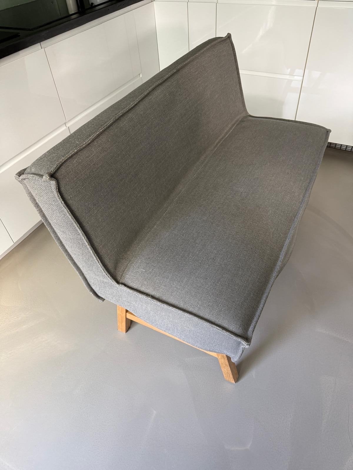 GINGER Eetbank Grijs met Houten Poten - Afneembare Hoes, Ophalen, Minder dan 75 cm, Tweepersoons, Zo goed als nieuw
