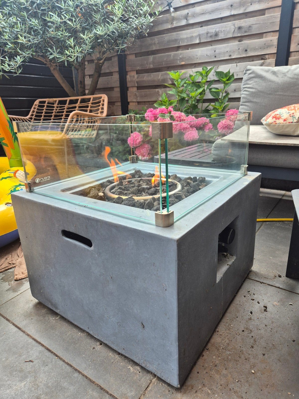 Cosi vuurtafel met glas, 59x59x39 cm, incl. hoes, Ophalen, Gebruikt
